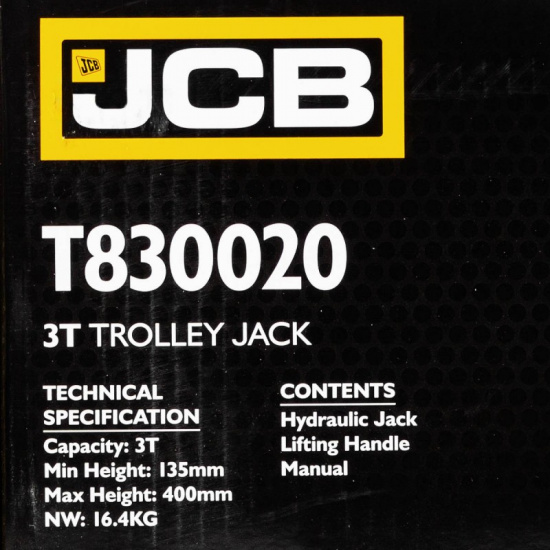 JCB Домкрат подкатной гидравлический 3т JCB-T830020 - 1