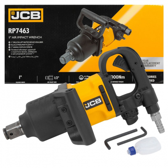 JCB Пневмогайковерт ударный с коротким валом,реверсом и регулировкой усилия 1''(2000/2200Hм, 6000 об/мин,6.3bar,320 л/мин,8.4кг) JCB-RP7463 - 1