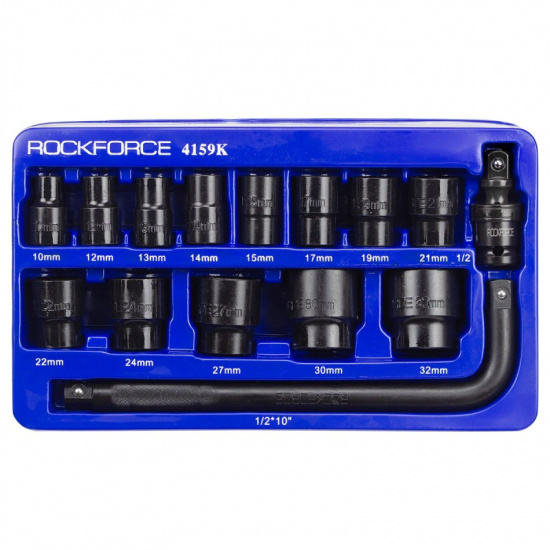 ROCK FORCE Набор головок ударных 15пр. 1/2" (6-гр.) (10,12, 13, 14, 15, 17, 19, 21, 22, 24, 27, 30, 32мм) в ложементе RF-4159K - 1
