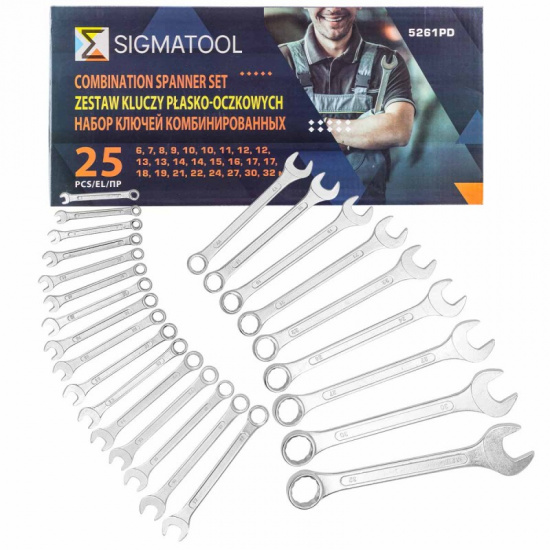 SIGMATOOL Ключи комбинированные, набор 25пр. (6-32мм) Sigmatool-5261PD - 1
