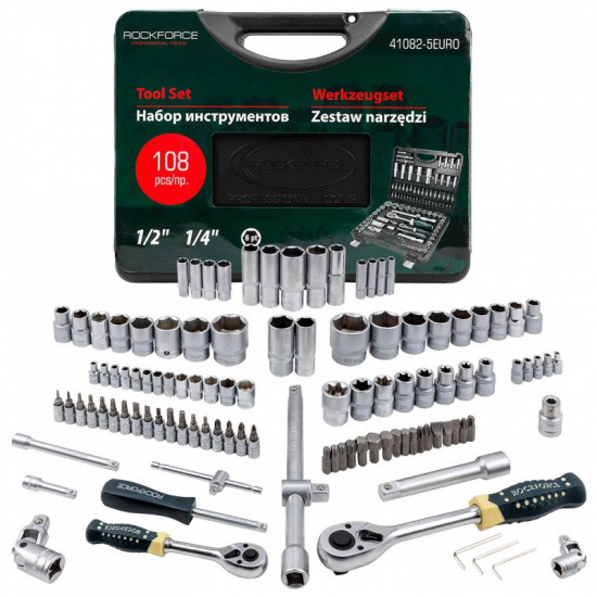 ROCK FORCE ( 3 K-T ) Набор инструмента 108пр.1/4"&1/2" (6гр.)(4-32мм) RF-41082-5EURO ( 3 K-T ) - 1