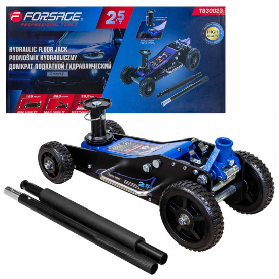 FORSAGE Домкрат подкатной гидравлический 2,5т (h min 155мм, h max 665мм) F-T830023 - 1