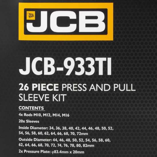 JCB Набор инструментов для замены сайлентблоков, втулок и подшипников 26пр. JCB-933T1 - 1