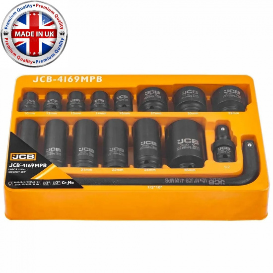 JCB Головки ударные, набор 16пр., 1/2" (6гр.) JCB-4169MPB - 1