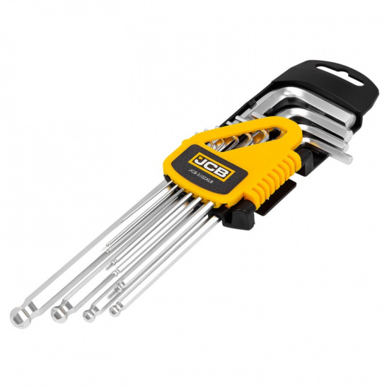 JCB Ключи Г-образные 6-гранные экстра длинные с шаром, набор 10пр. (1.27, 1.5, 2, 2.5, 3-6, 8, 10мм) JCB-5102XLB - 1