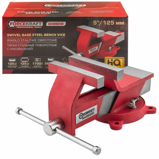 FORCEKRAFT Тиски стальные поворотные с наковальней FK-6540805W - 1