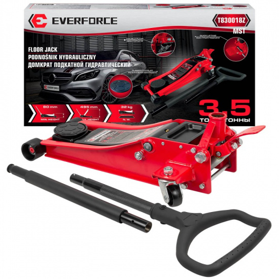 EVERFORCE Домкрат подкатной гидравлический 3.5т (h min 80мм, h max 495мм) EF-T830018Z MST - 1