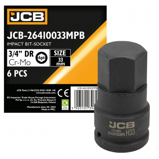 JCB Головка-бита ударная 6-гранная 3/4", 33мм JCB-26410033MPB - 1