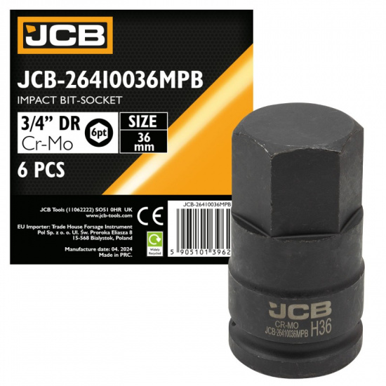 JCB Головка-бита ударная 6-гранная 3/4", 36мм JCB-26410036MPB - 1