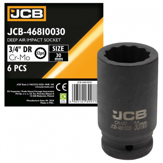 JCB Головка ударная глубокая 3/4", 30мм (12гр.) JCB-46810030 - 1