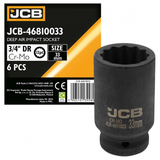 JCB Головка ударная глубокая 3/4", 33мм (12гр.) JCB-46810033 - 1