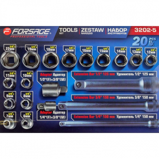 FORSAGE Набор инструментов 3/8' (20 пр.) F-3202-5 - 1