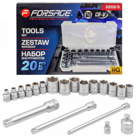 FORSAGE Набор инструментов 3/8' (20 пр.) F-3202-5 - 1