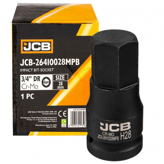 JCB Головка-бита ударная 6-гранная 3/4", 28мм JCB-26410028MPB - 1