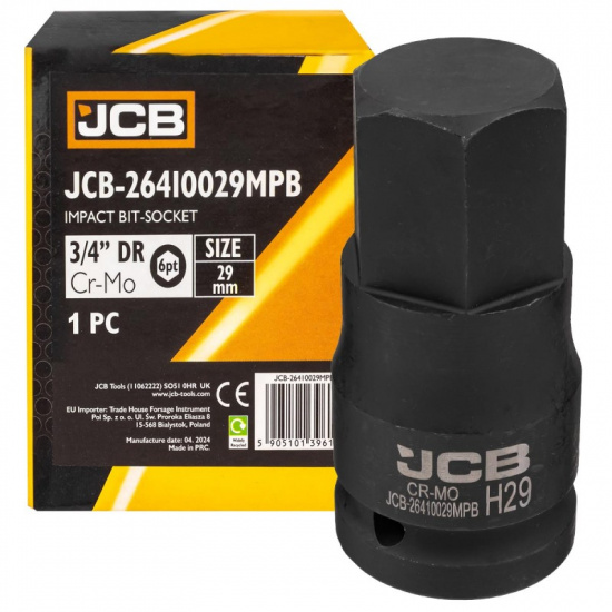 JCB Головка-бита ударная 6-гранная 3/4", 29мм JCB-26410029MPB - 1