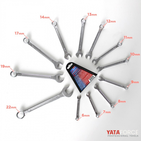 YATAFORCE Набор ключей комбинированных 12пр.(6-14,17,19,22мм),в пластиковом держателе YF-5123MP - 1