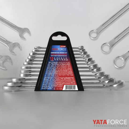 YATAFORCE Набор ключей комбинированных 12пр.(6-14,17,19,22мм),в пластиковом держателе YF-5123MP - 1