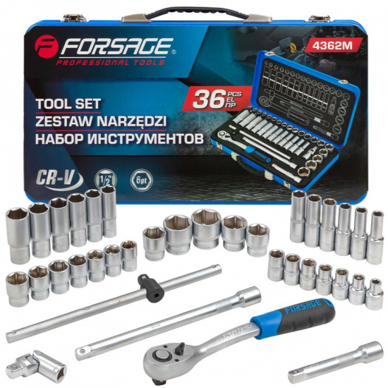 FORSAGE Набор инструментов 36пр. 1/2" 6pt F-4362M - 1
