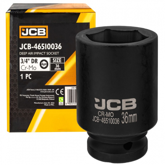 JCB Головка ударная глубокая 3/4", 36мм (6гр.) JCB-46510036 - 1