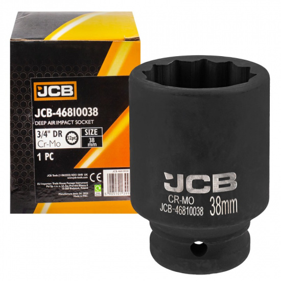 JCB Головка ударная глубокая 3/4", 38мм (12гр.) JCB-46810038 - 1