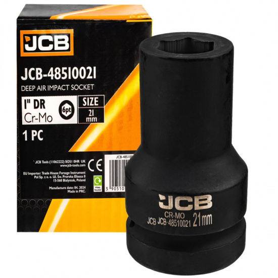 JCB Головка ударная глубокая 1", 21мм (6гр.) JCB-48510021 - 1
