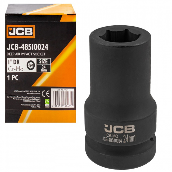 JCB Головка ударная глубокая 1", 24мм (6гр.) JCB-48510024 - 1