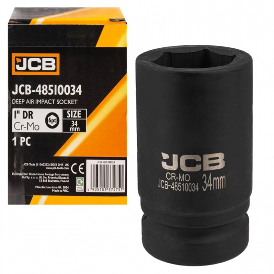 JCB Головка ударная глубокая 1", 34мм (6гр.) JCB-48510034 - 1