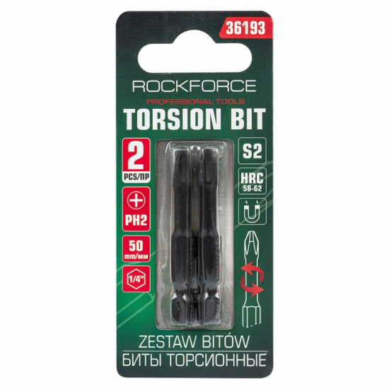 ROCK FORCE Биты торсионные, набор 2пр. RF-36193 - 1