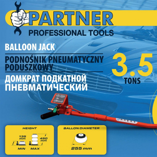 PARTNER Домкрат подкатной пневматический 3.5т PA-YHQD-3WT-270B - 1