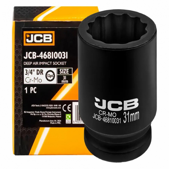 JCB Головка ударная глубокая 3/4", 31мм (12гр.) JCB-46810031 - 1
