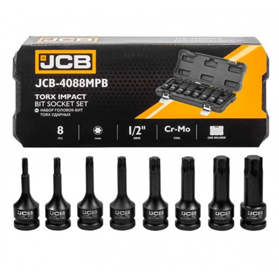 JCB Набор головок-бит TORX ударных 8пр. 1/2" JCB-4088MPB - 1