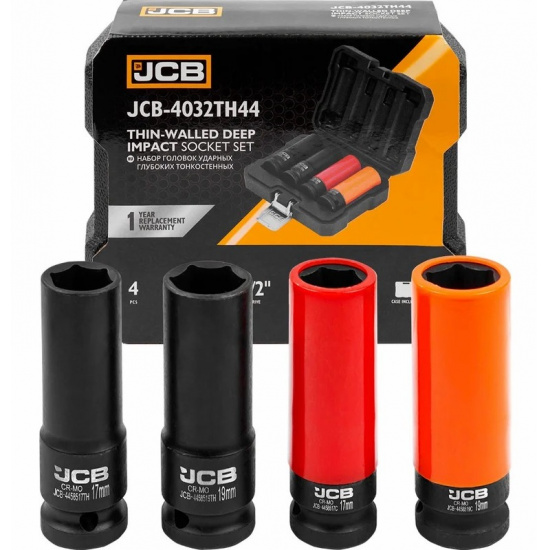 JCB Набор головок ударных глубоких тонкостенных 4пр. 1/2" 6pt JCB-4032TH44 - 1