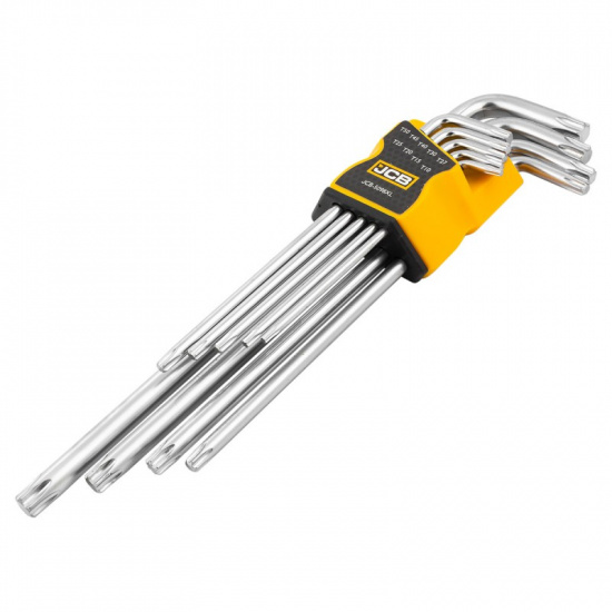 JCB Набор ключей Г-образных TORX  экстра длинных 9пр.(Т10, Т15, Т20, Т25, Т27, Т30, Т40, Т45, Т50)в пластиковом держателе JCB-5098XL - 1