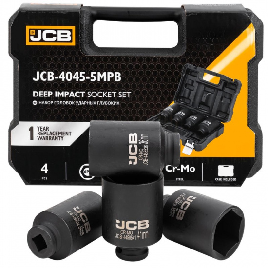 JCB Набор головок ударных глубоких 4пр. 1/2" 6pt JCB-4045-5MPB - 1