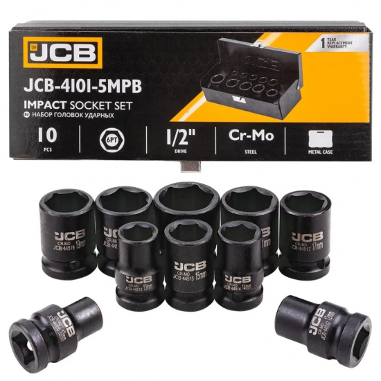 JCB Головки ударные, набор 10пр., 1/2" (6гр.) JCB-4101-5MPB - 1