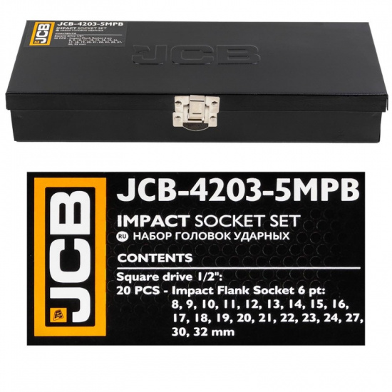 JCB Головки ударные, набор 20пр., 1/2" (6гр.)  JCB-4203-5MPB - 1