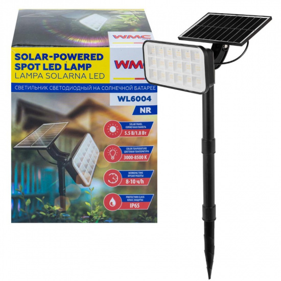 WMC TOOLS Светильник светодиодный на солнечной батарее (1800мАч, 72 светодиода SMD) WMC-WL6004 NR - 1