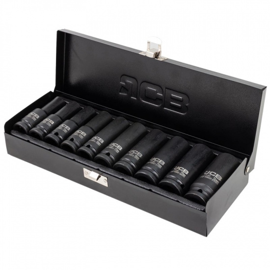 JCB Набор головок ударных глубоких 10пр.,1/2" (12гр.) (10,12-15,17,19,21,22,24мм), в пластиковом кейсе JCB-4107-9MPB - 1