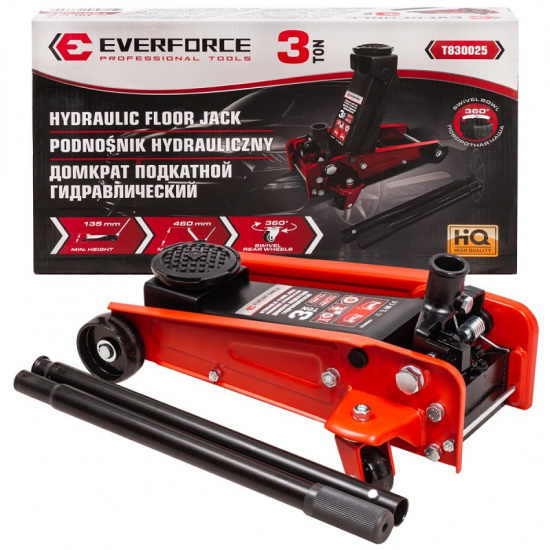 EVERFORCE Домкрат подкатной гидравлический 3т (h min 135мм, h max 460мм) EF-T830025 - 1