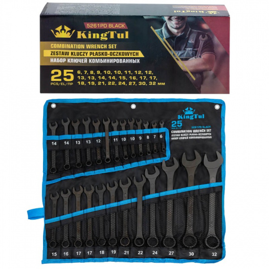 KINGTUL Набор ключей комбинированных 25пр. KT-5261PD Black - 1