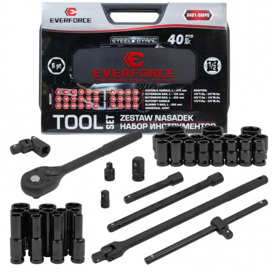 EVERFORCE Набор инструментов 40пр. 1/2" 6pt EF-6401-5MPB - 1