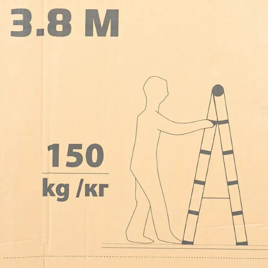 ISMA Стремянка телескопическая алюм. бытовая 3.8м (13+13 ступ.) ISMA-UP380-2 - 1