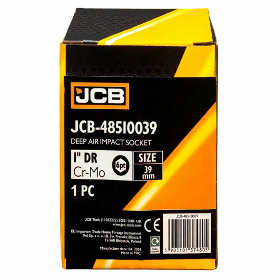 JCB Головка ударная глубокая 1", 39мм (6гр.) JCB-48510039 - 1
