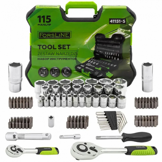 FORSTIME Набор инструментов 115пр. 1/4", 1/2" (6гр.) FL-41151-5 - 1