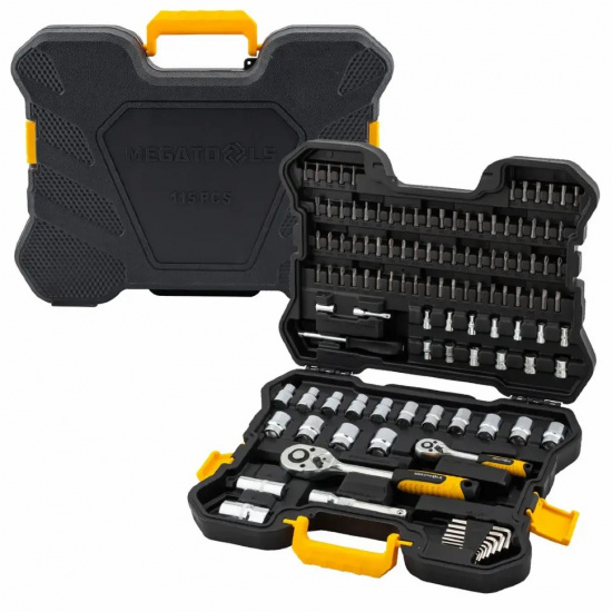 MEGATOOLS Набор инструментов 115пр. 1/4", 1/2" (6гр.) MT-41151-5 - 1
