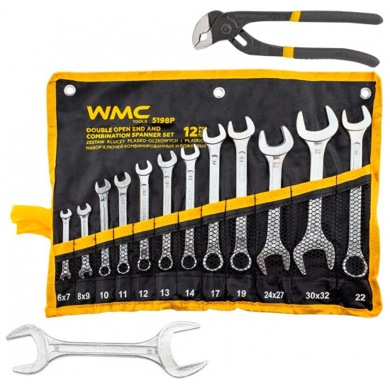 WMC TOOLS Набор ключей комбинированных и рожковых 12+2пр. WMC-5198P+2 - 1