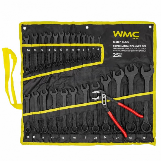 WMC TOOLS Набор ключей комбинированных и рожковых 25пр. WMC-5261DP+1 BLACK - 1