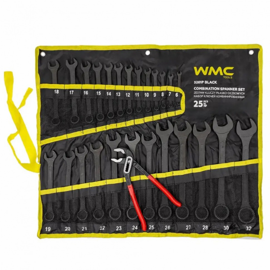 WMC TOOLS Набор ключей комбинированных и рожковых 25пр. WMC-5261P+1 BLACK - 1