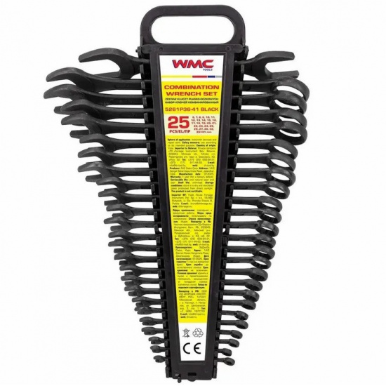 WMC TOOLS Набор ключей комбинированных 25пр. (6-27, 30, 32), в пластиковом держателе и рожковый ключ 36х41 мм WMC-5261P36-41 Black - 1