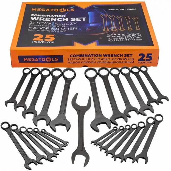 MEGATOOLS Набор ключей комбинированный 25пр. MT-5261P36-41 Black - 1